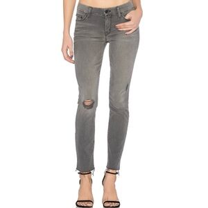 MOTHER Looker Ankle Fray Gray Distressed Raw Skinny Jeans 25 Last Chance Saloon